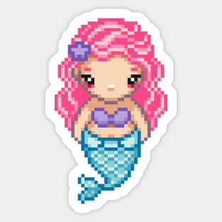 Blue Pixel Mermaid Sticker